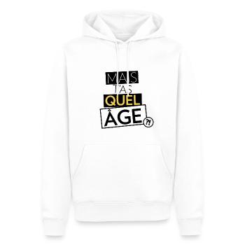 Mais t'as quel âge ?! - Sweat à capuche Premium bio Homme - blanc - Devant - Nico (187cm)