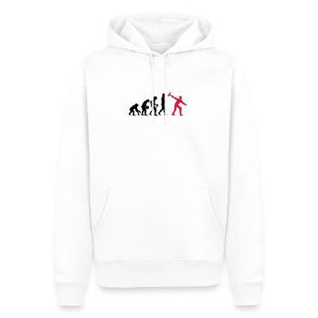 Eisstock Evolution - Männer Premium Bio Hoodie - Weiß - Vorne - Nico (187cm)