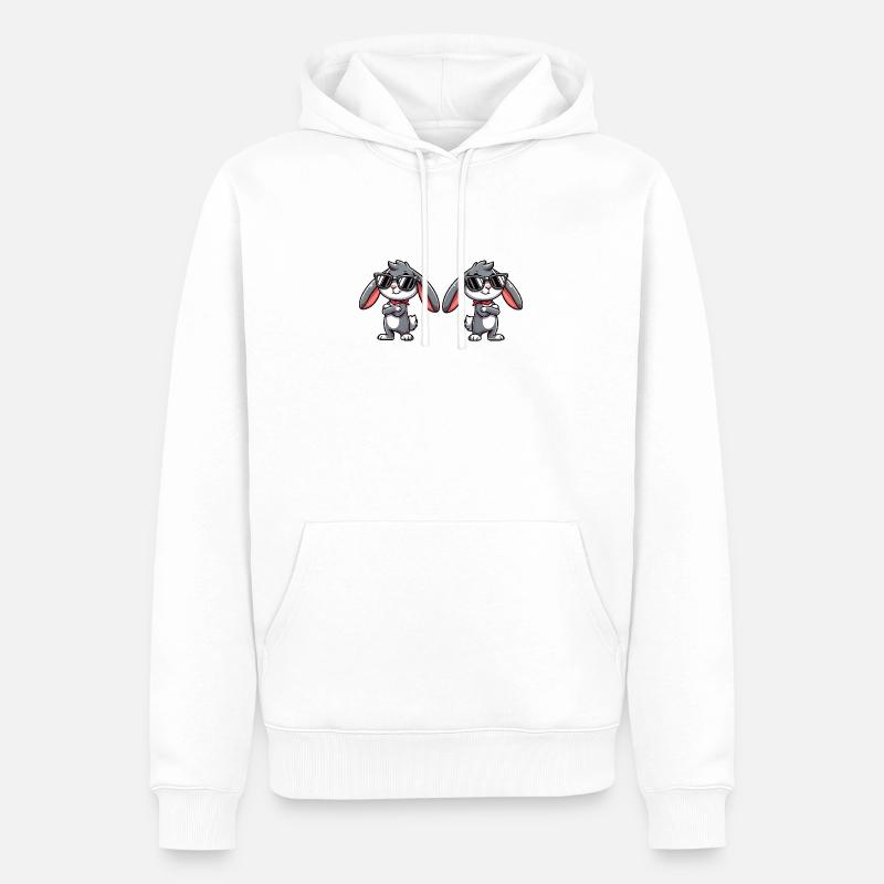 hase comic sonnenbrille 2 - Männer Premium Bio Hoodie - Weiß