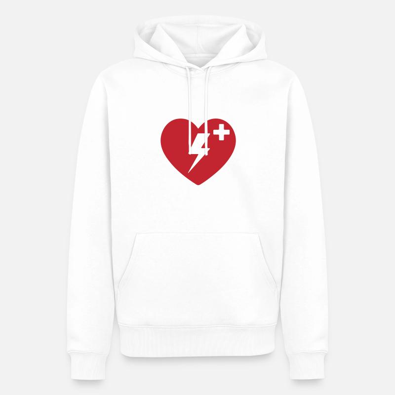 AED Notfall-Defibrillator Erste Hilfe - Männer Premium Bio Hoodie - Weiß