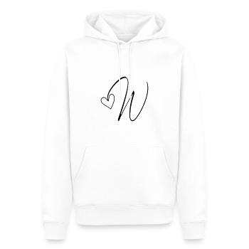 Lettre W Lettre-W Calligraphie - Sweat à capuche Premium bio Homme - blanc - Devant - Nico (187cm)