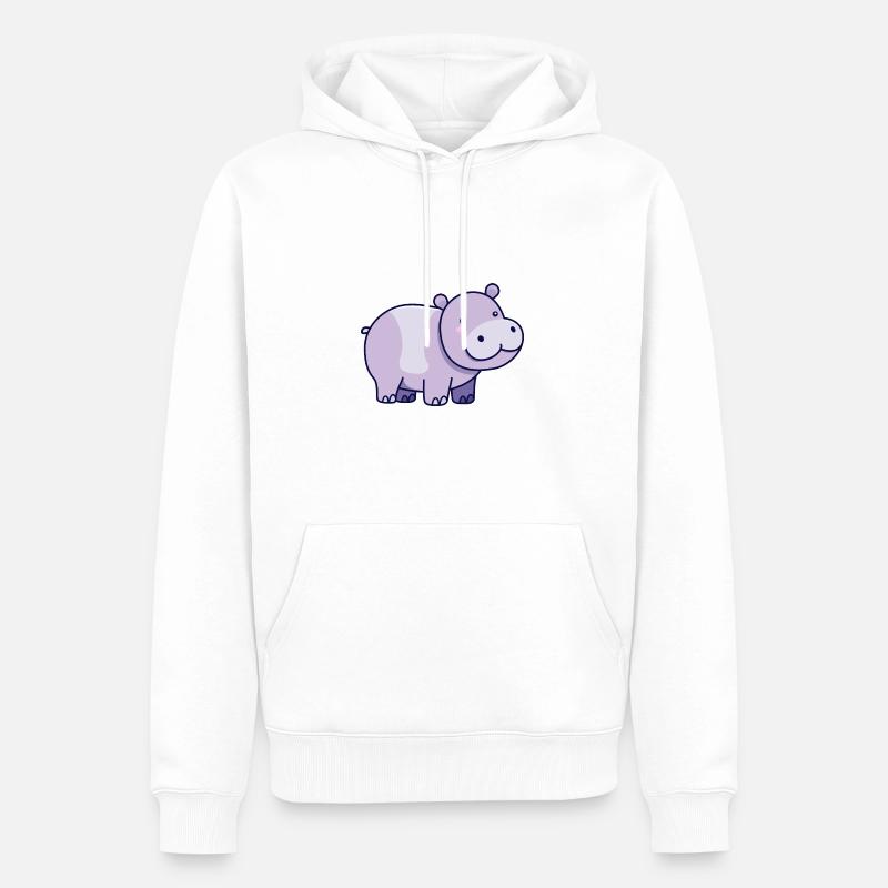 Nilpferd - Männer Premium Bio Hoodie - Weiß
