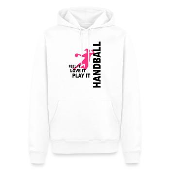 Handball - love & play - Männer Premium Bio Hoodie - Weiß - Vorne - Nico (187cm)