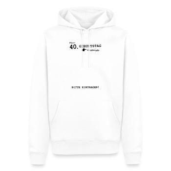 40. Geburtstag Gästeliste Unterschreiben Schild - Männer Premium Bio Hoodie - Weiß - Vorne - Nico (187cm)