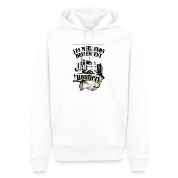 Routiers - Sweat à capuche Premium bio Homme - blanc - Devant - Nico (187cm)