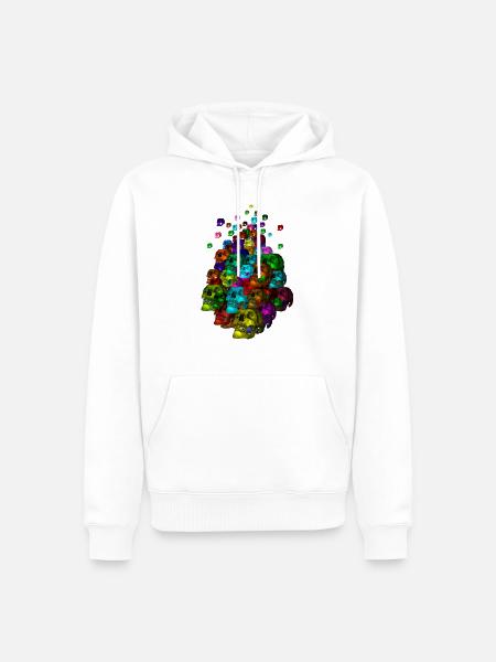 Bunter Schädel-Haufen - Männer Premium Bio Hoodie - Weiß