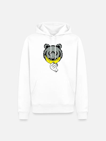Teddybärlächeln Banane Smiley-Gesicht, weil - Männer Premium Bio Hoodie - Weiß