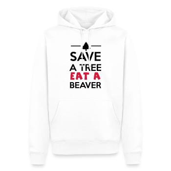 Forest and Animal - Save a Tree eat a Beaver - Men’s Premium Organic Hoodie - white - Front - Nico (187cm)