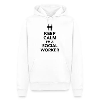 Keep calm I'm Social Worker - Sweat à capuche Premium bio Homme - blanc - Devant - Nico (187cm)