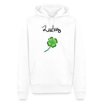 Trèfle à quatre feuilles Bonne chance - Sweat à capuche Premium bio Homme - blanc - Devant - Nico (187cm)
