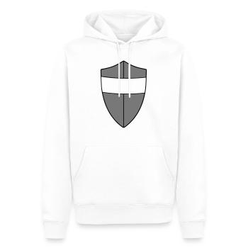 Schild - Männer Premium Bio Hoodie - Weiß - Vorne - Nico (187cm)