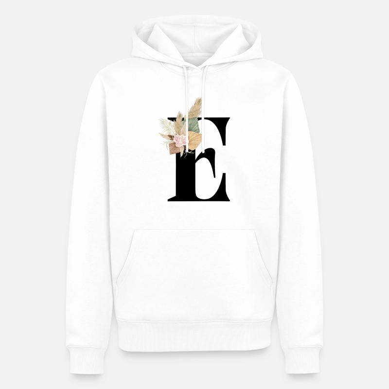 blumiger Buchstabe E - Männer Premium Bio Hoodie - Weiß
