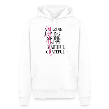 Mother, amazing, loving, strong, happy, beautiful - Sweat à capuche Premium bio Homme - blanc - Devant - Nico (187cm)