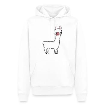 Llama Nerd Geek Lunettes à monture de corne Smart Funny Grimace - Sweat à capuche Premium bio Homme - blanc - Devant - Nico (187cm)