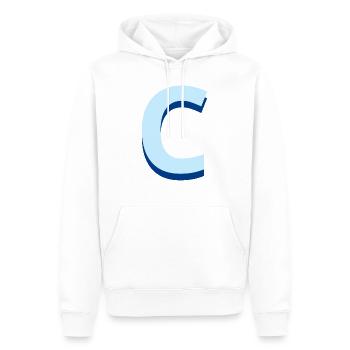 Lettre c bleu pop et moderne - Sweat à capuche Premium bio Homme - blanc - Devant - Nico (187cm)
