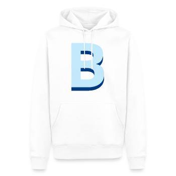 Lettre b bleu pop et moderne - Sweat à capuche Premium bio Homme - blanc - Devant - Nico (187cm)