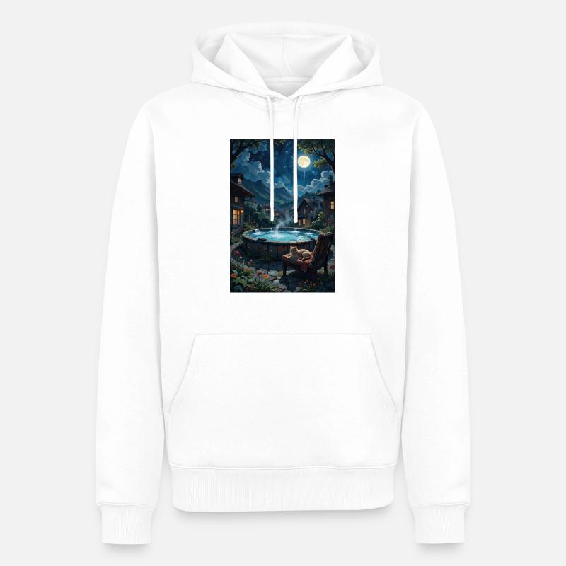 Landschaft mit einer Katze. - Männer Premium Bio Hoodie - Weiß