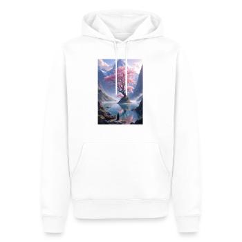 Rosa Baum. - Männer Premium Bio Hoodie - Weiß - Vorne - Nico (187cm)