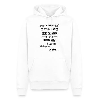 It's complicated to be a princess - Men’s Premium Organic Hoodie - white - Front - Nico (187cm)