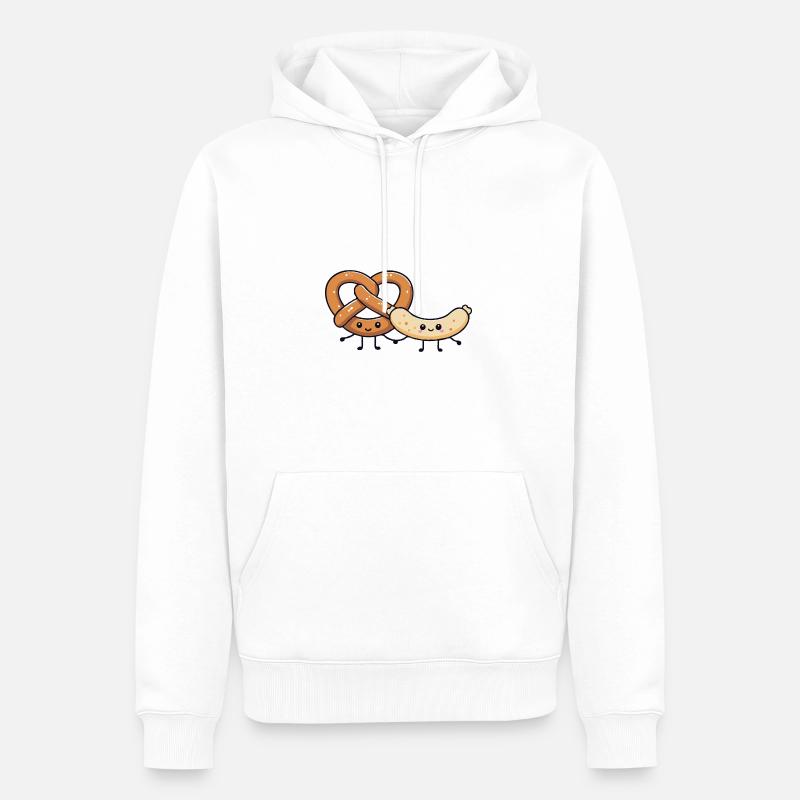 Weißwurst mit Brezel - Männer Premium Bio Hoodie - Weiß
