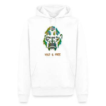 Animal Print Gorilla Wild & Frei Design by vauART - Männer Premium Bio Hoodie - Weiß - Vorne - Nico (187cm)