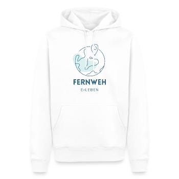 Fernweh erLEBEN - Reise - Flugzeug - Männer Premium Bio Hoodie - Weiß - Vorne - Nico (187cm)