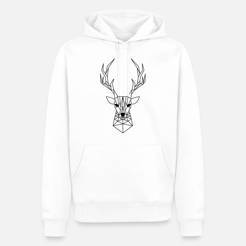 Tête de cerf en triangles - Sweat à capuche Premium bio Homme - blanc