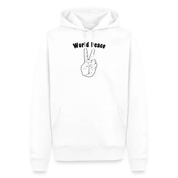 Paix mondiale - Sweat à capuche Premium bio Homme - blanc - Devant - Nico (187cm)