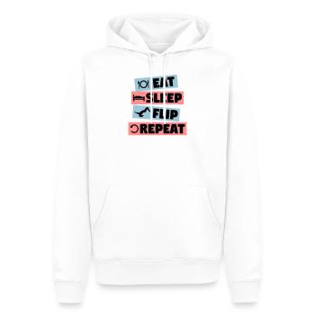 Gymnastics - eat, sleep, flip, repeat - Männer Premium Bio Hoodie - Weiß - Vorne - Nico (187cm)