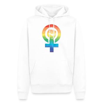 Feministen Faust Regenbogen LGBT Gay Pride - Männer Premium Bio Hoodie - Weiß - Vorne - Nico (187cm)