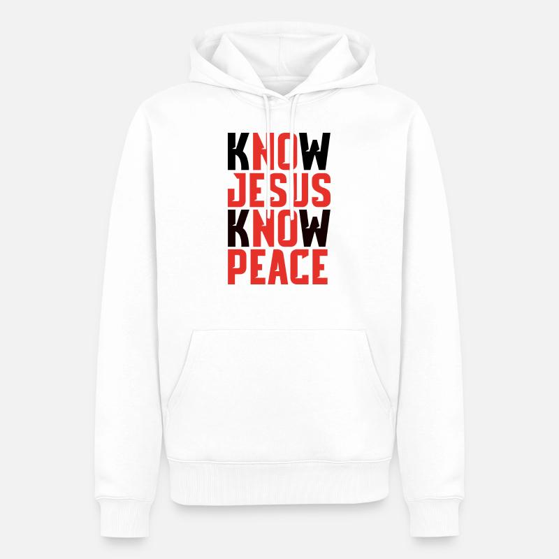 Know Jesus Know Peace - Sweat à capuche Premium bio Homme - blanc