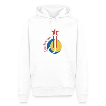 Jugokosmos Jugoslawien Geschenk Jugo Tito SFRJ - Männer Premium Bio Hoodie - Weiß - Vorne - Nico (187cm)