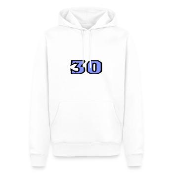 30. 30 ANS. 30e ANNIVERSAIRE. ANNIVERSAIRE 30 ANS. - Sweat à capuche Premium bio Homme - blanc - Devant - Nico (187cm)