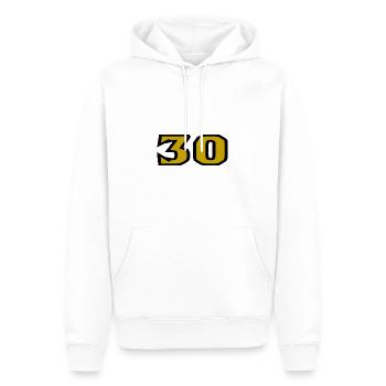30. 30 ANS. 30e ANNIVERSAIRE. ANNIVERSAIRE 30 ANS. - Sweat à capuche Premium bio Homme - blanc - Devant - Nico (187cm)