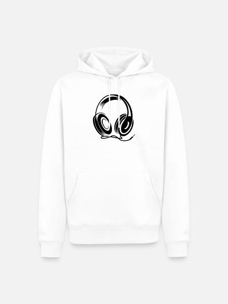 a headphone with cable - Men’s Premium Organic Hoodie - white