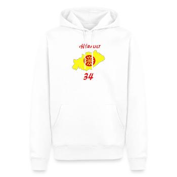 Hérault - Männer Premium Bio Hoodie - Weiß - Vorne - Nico (187cm)