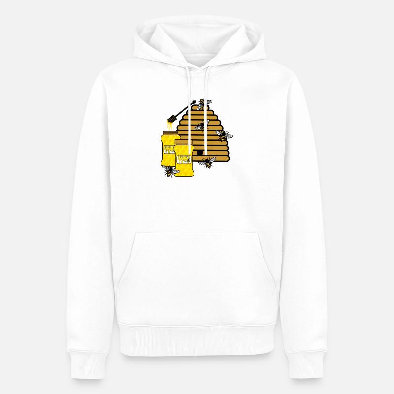 Ruche avec du miel et des abeilles - Sweat à capuche Premium bio Homme - blanc
