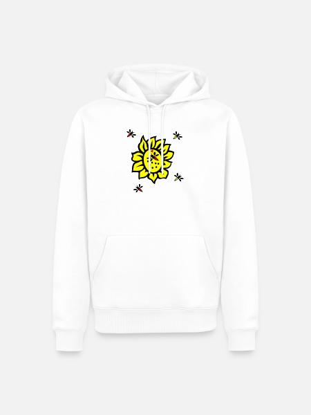 Sonnenblume, Bienen - Männer Premium Bio Hoodie - Weiß