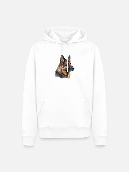 Owczarek niemiecki w akwareli - Herre Premium økologisk hoodie - hvid