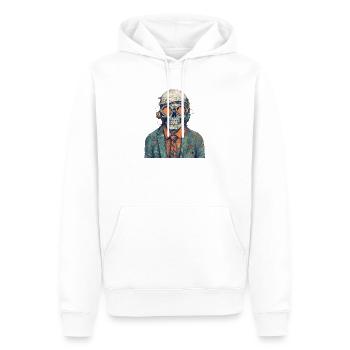 Cooles Skelett Portrait mit Sonnenbrille, Mütze - Männer Premium Bio Hoodie - Weiß - Vorne - Nico (187cm)