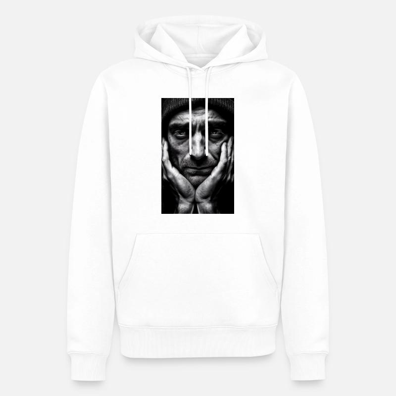 Thinking Guy - Männer Premium Bio Hoodie - Weiß