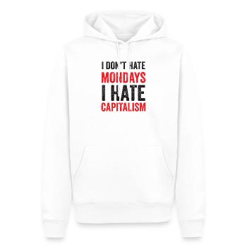 Ich hasse den Montag nicht. Ich hasse den Kapitalismus - Männer Premium Bio Hoodie - Weiß - Vorne - Nico (187cm)