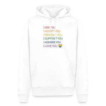 LGBT Pride Month - Ich sehe dich, ich akzeptiere dich, ich liebe - Männer Premium Bio Hoodie - Weiß - Vorne - Nico (187cm)