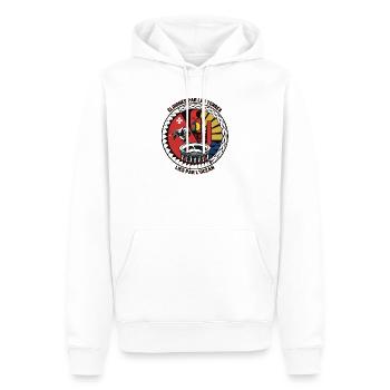 Emblème culturel indigène et maritime - Sweat à capuche Premium bio Homme - blanc - Devant - Nico (187cm)