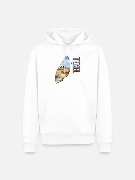 Aquarell Landkarte Texel - Männer Premium Bio Hoodie - Weiß