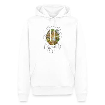 Baum der Weisheit, Wurzel, Spiegel, Mädchen - Männer Premium Bio Hoodie - Weiß - Vorne - Nico (187cm)