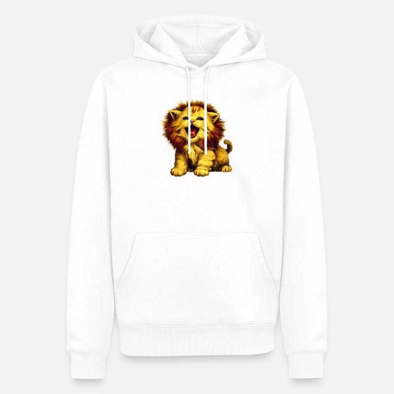 Chat Lion - Sweat à capuche Premium bio Homme - blanc