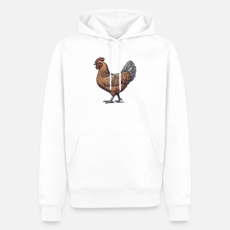 Hahn - Männer Premium Bio Hoodie - Weiß