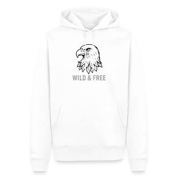 Adler Adlerkopf Wild and free - Männer Premium Bio Hoodie - Weiß - Vorne - Nico (187cm)