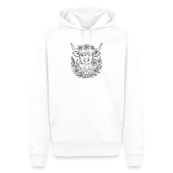 Highland Kuh mit Blumen - Volksfest Design - Männer Premium Bio Hoodie - Weiß - Vorne - Nico (187cm)
